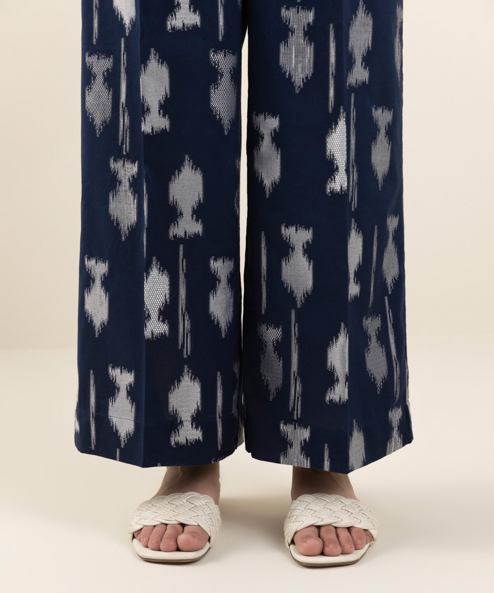 Women's Pret Extra Weft Jacquard Blue Dyed Culottes