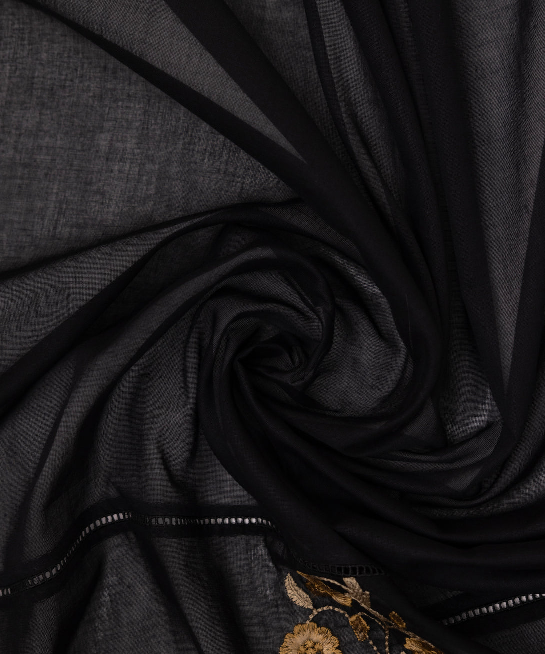 Fine Voile Black Embroidered Dupatta