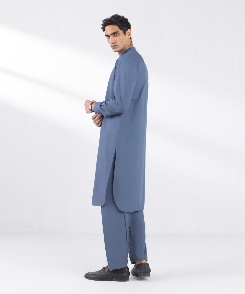 Men's Stitched Premium Wash and Wear Blue Suit