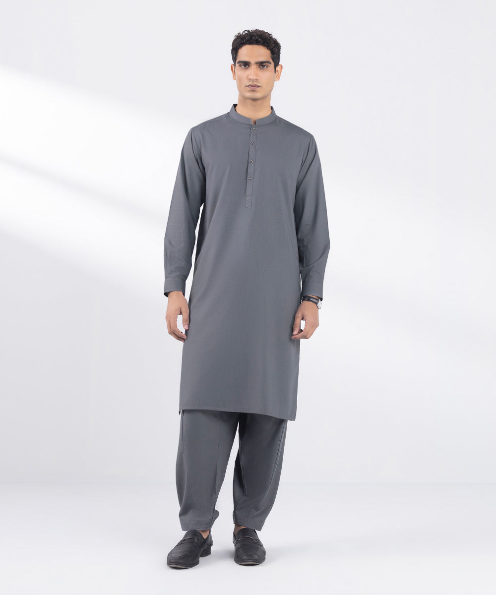 Men's Stitched Premium Wash and Wear Grey Suit