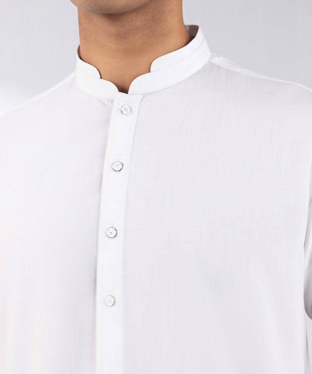 Men's Stitched Premium Wash and Wear White Suit