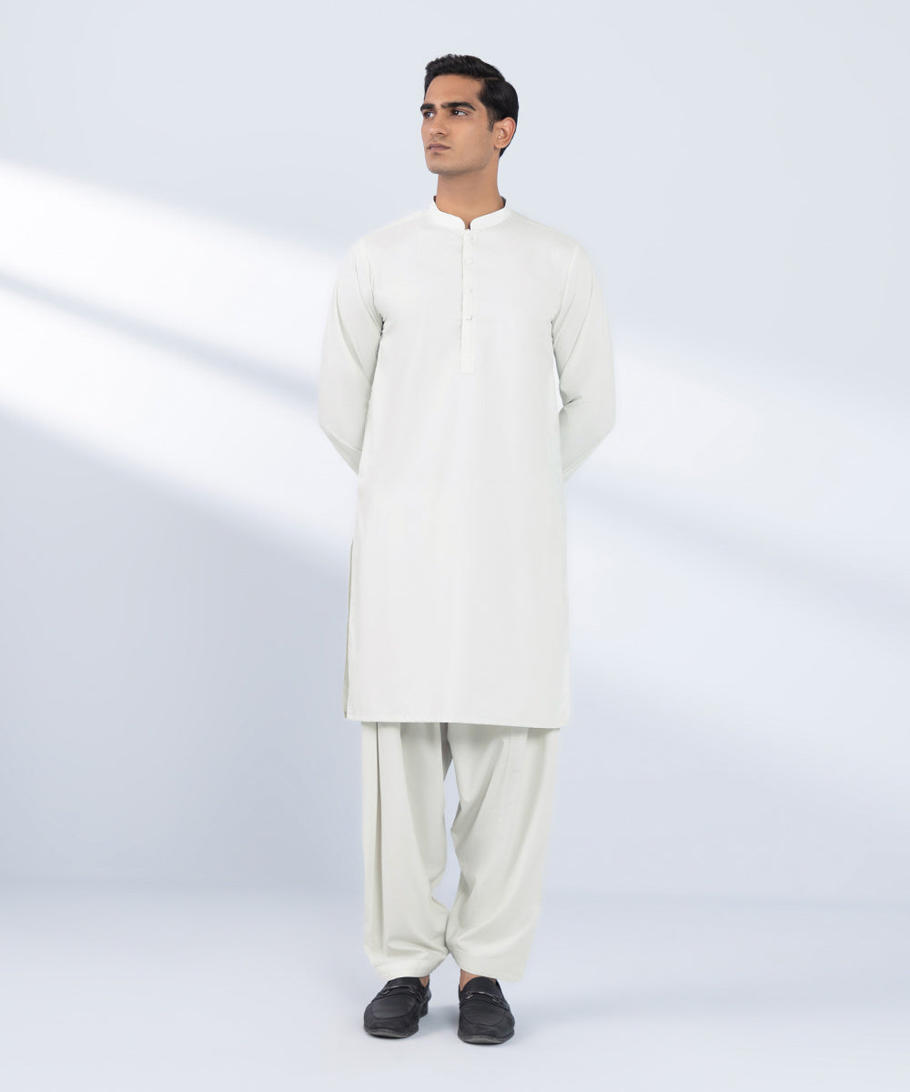 Men's Stitched Plain Green 2 PC Suit 