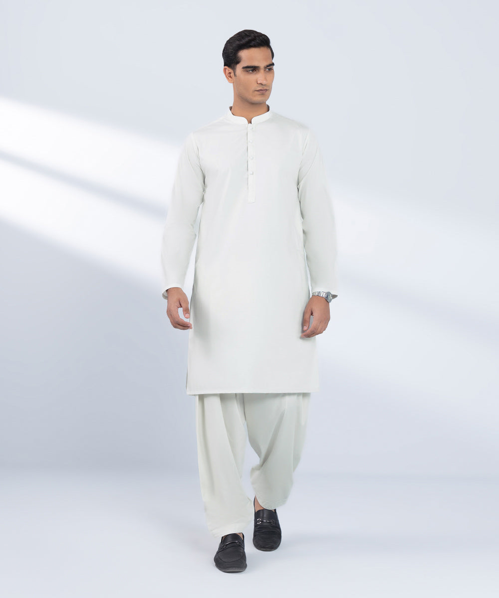 Men's Stitched Plain Green 2 PC Suit 