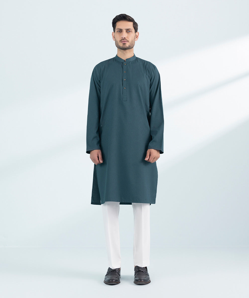 Embroidered Blended Jacquard Kurta