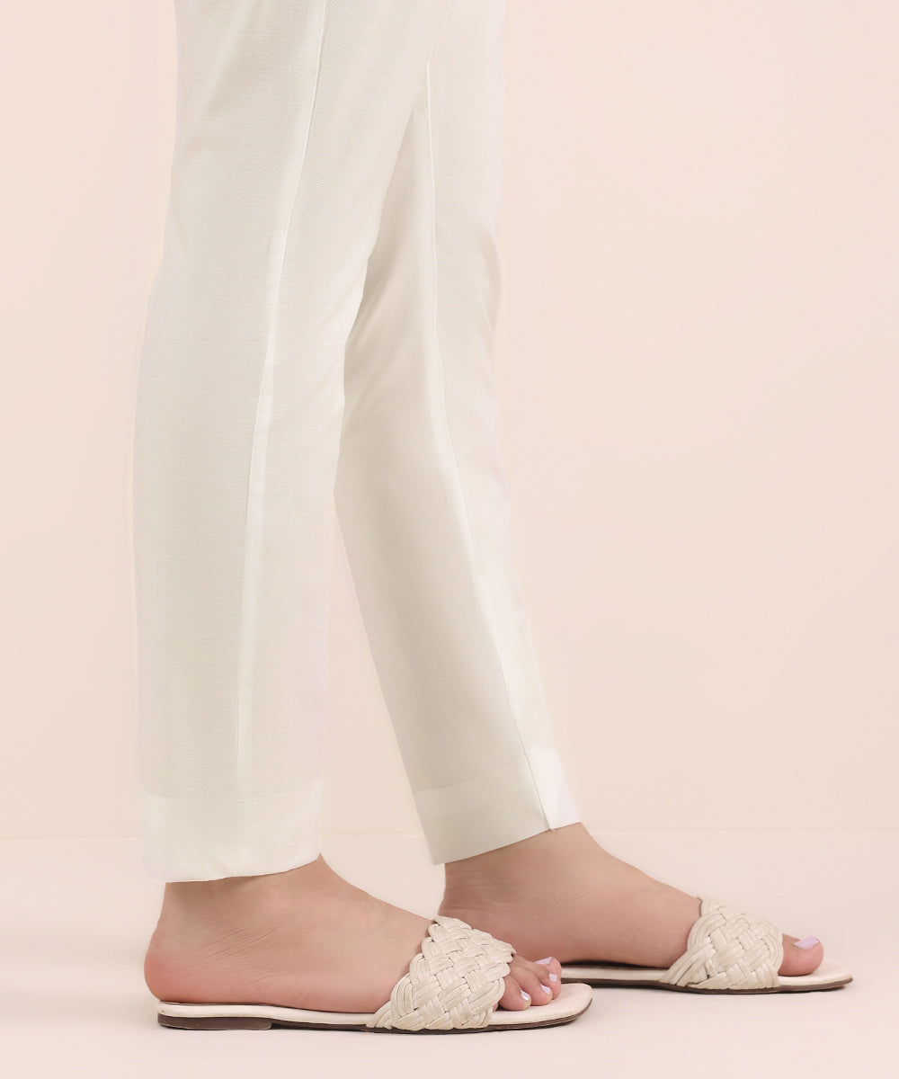 Women's Pret Cambric White Dyed Cigarette Pants