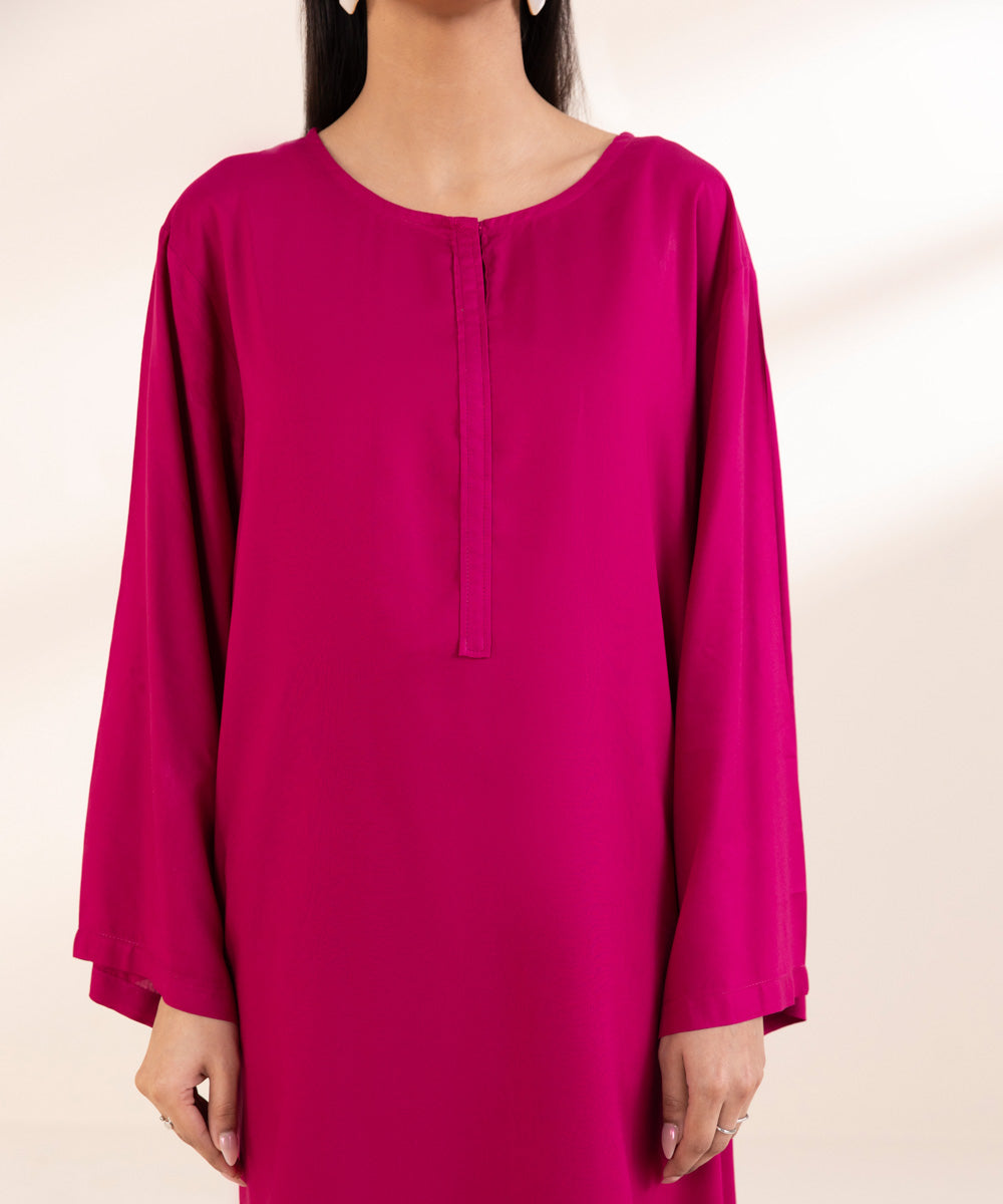 Women's Pret Arabic Lawn Pink Solid A-Line Shirt