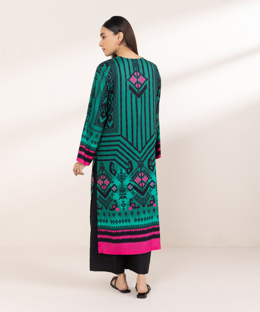 Women's Pret Arabic Lawn Green Printed A-Line Shirt