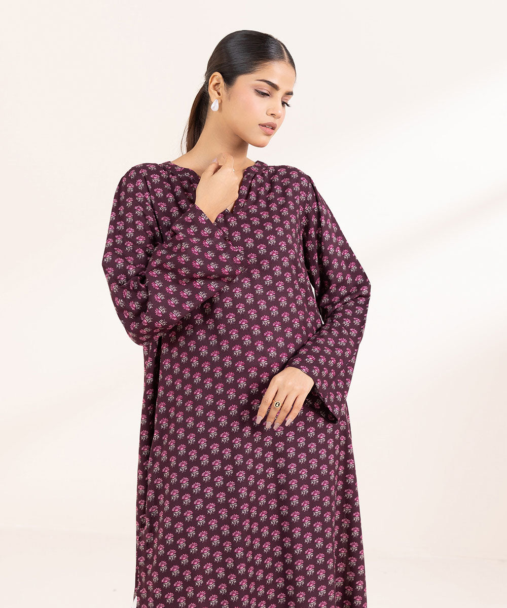 Women's Pret Arabic Lawn Printed Purple A-Line Shirt