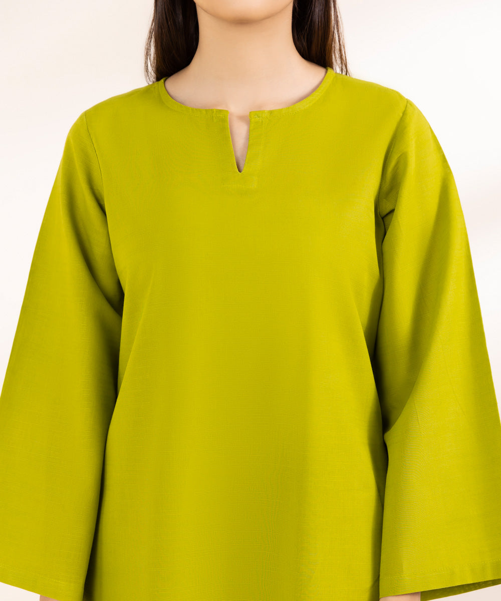 Women's Pret Khaddar Green Solid A-Line Shirt