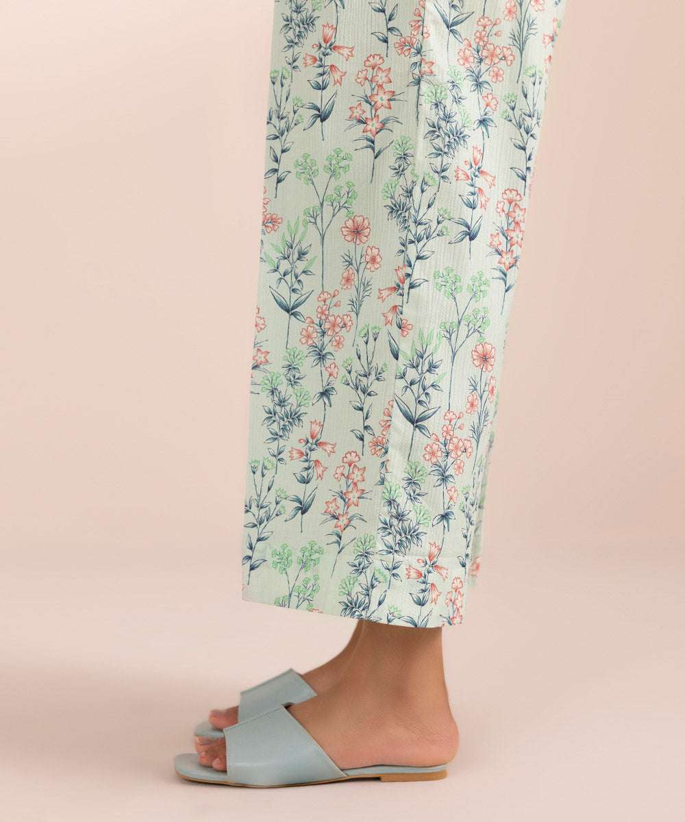 Women's Pret Seersucker Blue Printed Culottes