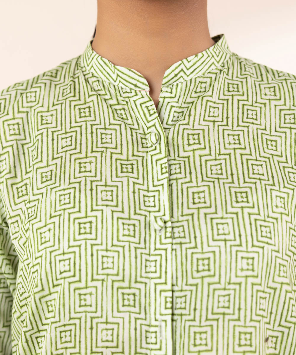 Women's Pret Lawn Printed Green Button Down Dress