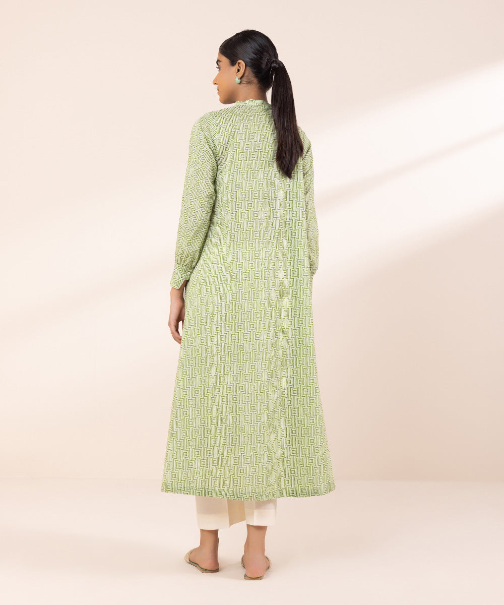 Women's Pret Lawn Printed Green Button Down Dress