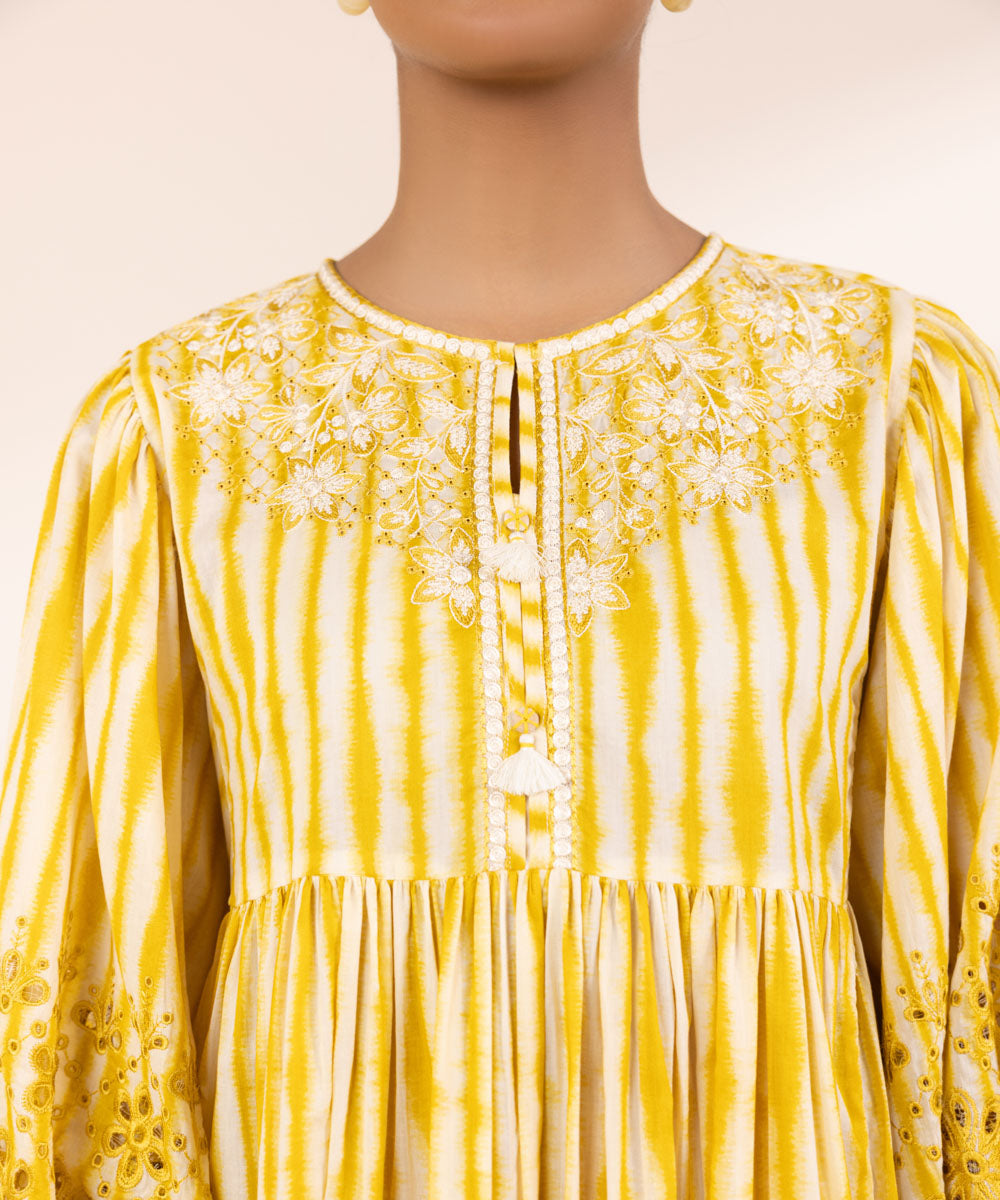 Women's Pret Lawn Embroidered Yellow Dress