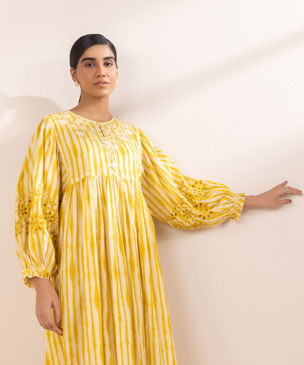 Women's Pret Lawn Embroidered Yellow Dress