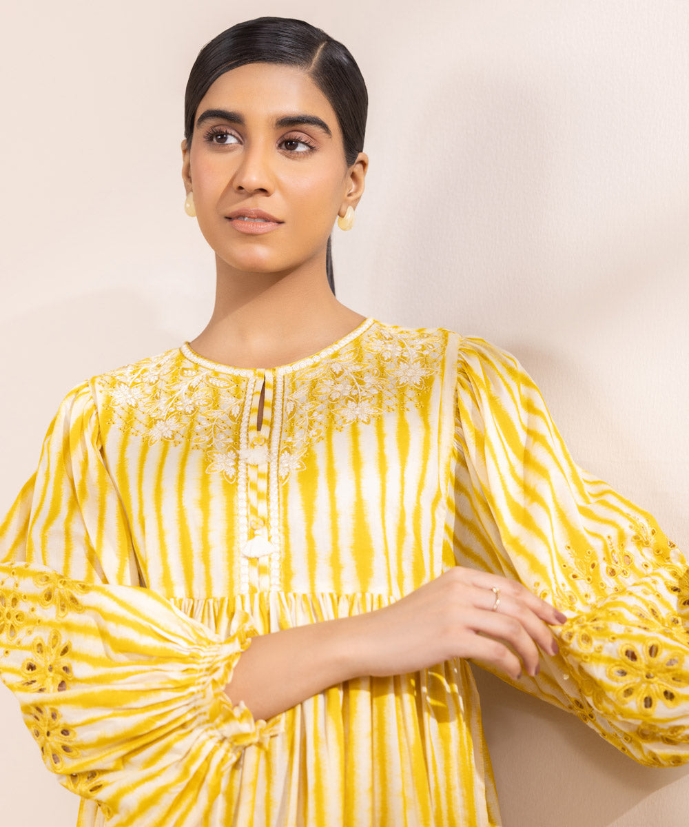 Women's Pret Lawn Embroidered Yellow Dress