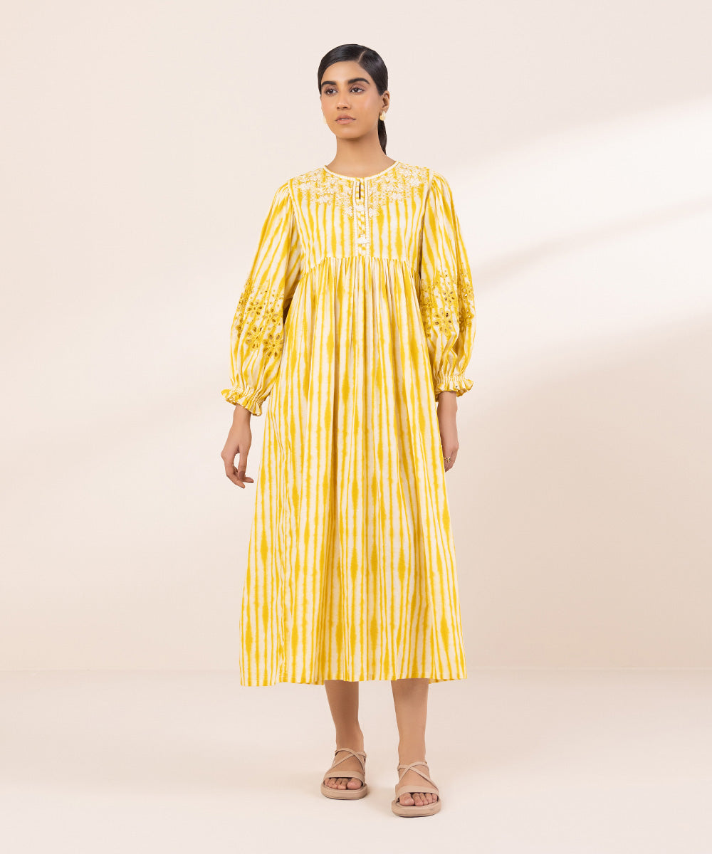 Women's Pret Lawn Embroidered Yellow Dress