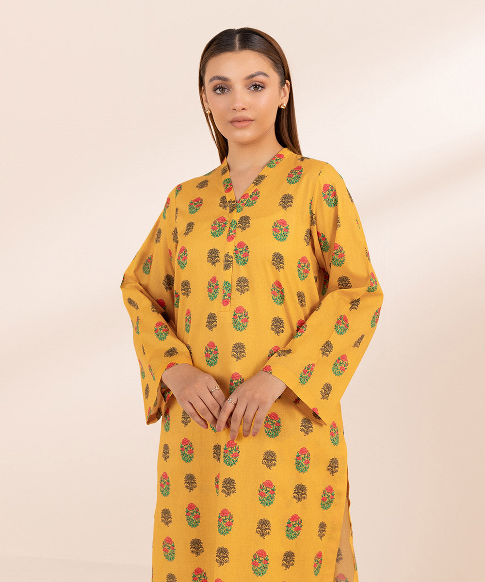 Women's Pret Lawn Yellow Printed Straight Shirt