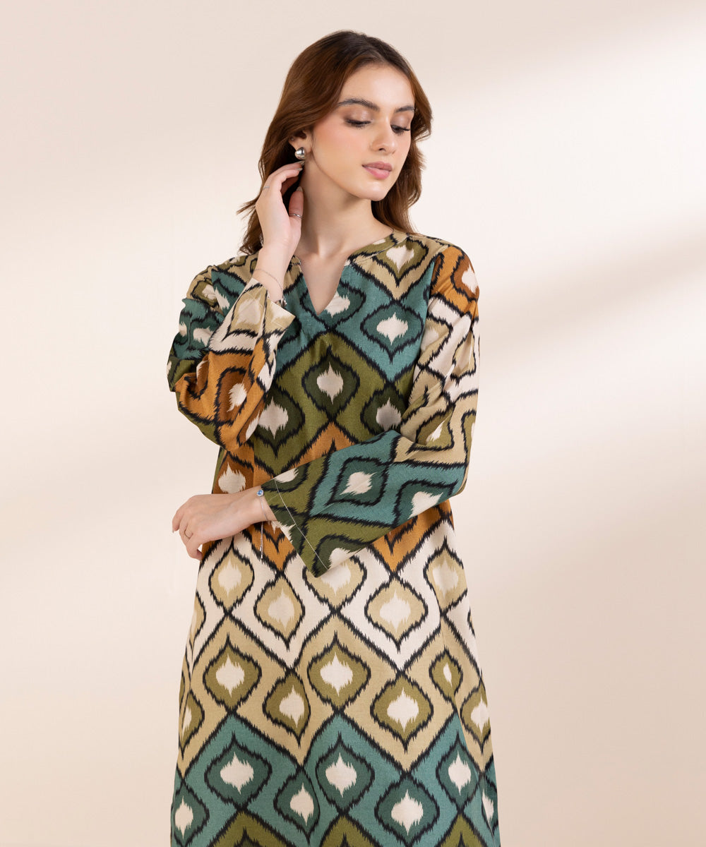 Women's Pret Khaddar Multi Printed Straight Shirt