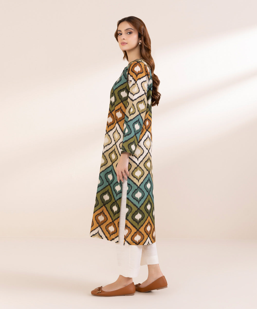 Women's Pret Khaddar Multi Printed Straight Shirt