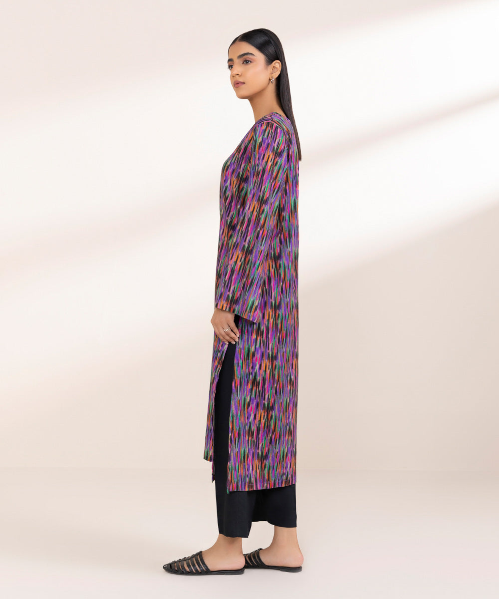 Women's Pret Khaddar Multi Printed A-Line Shirt