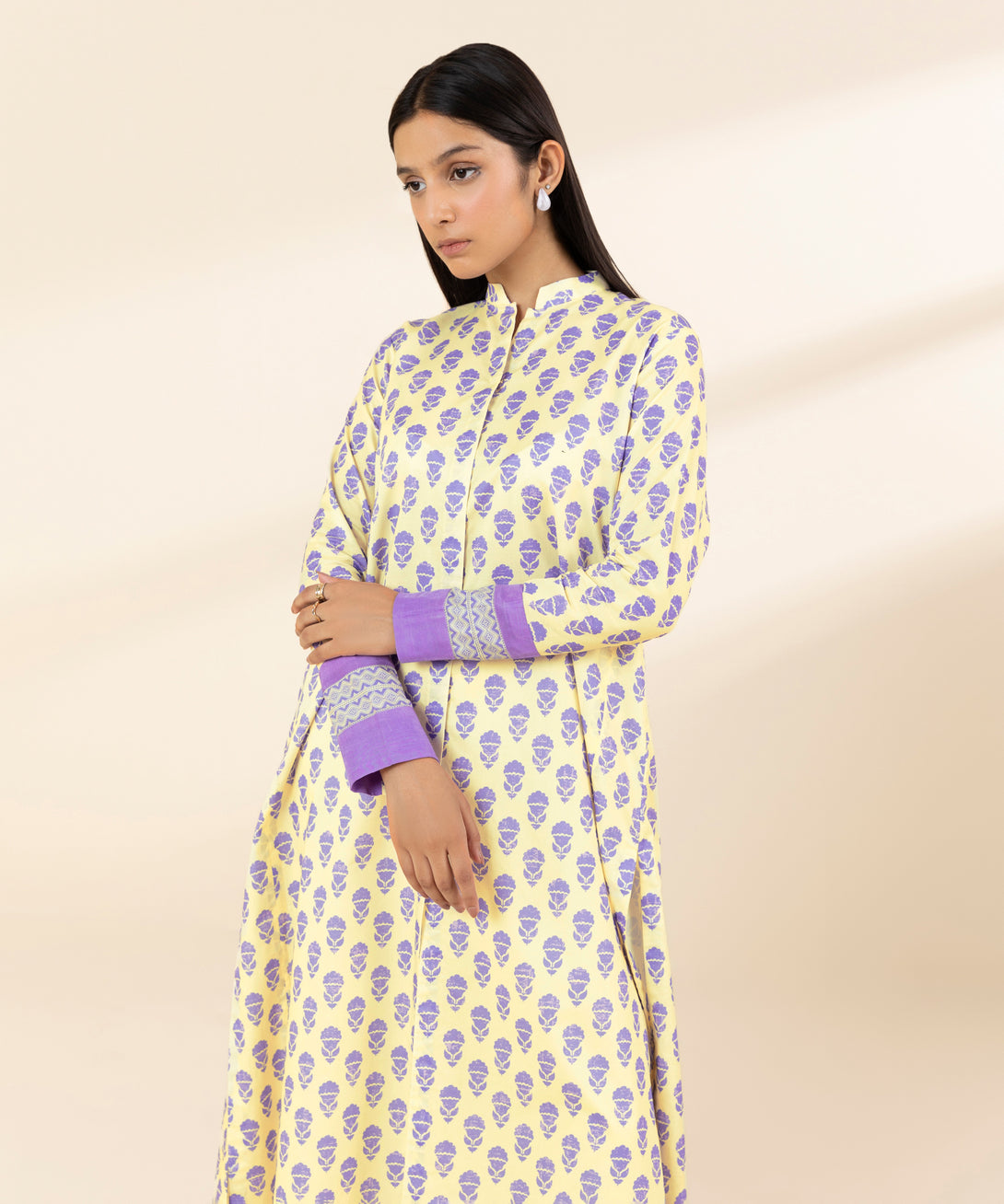 Women's Unstitched Lawn Embroidered Off White Shirt