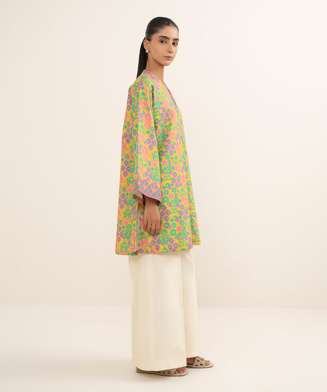 Women's Unstitched Cotton Printed Multi Shirt