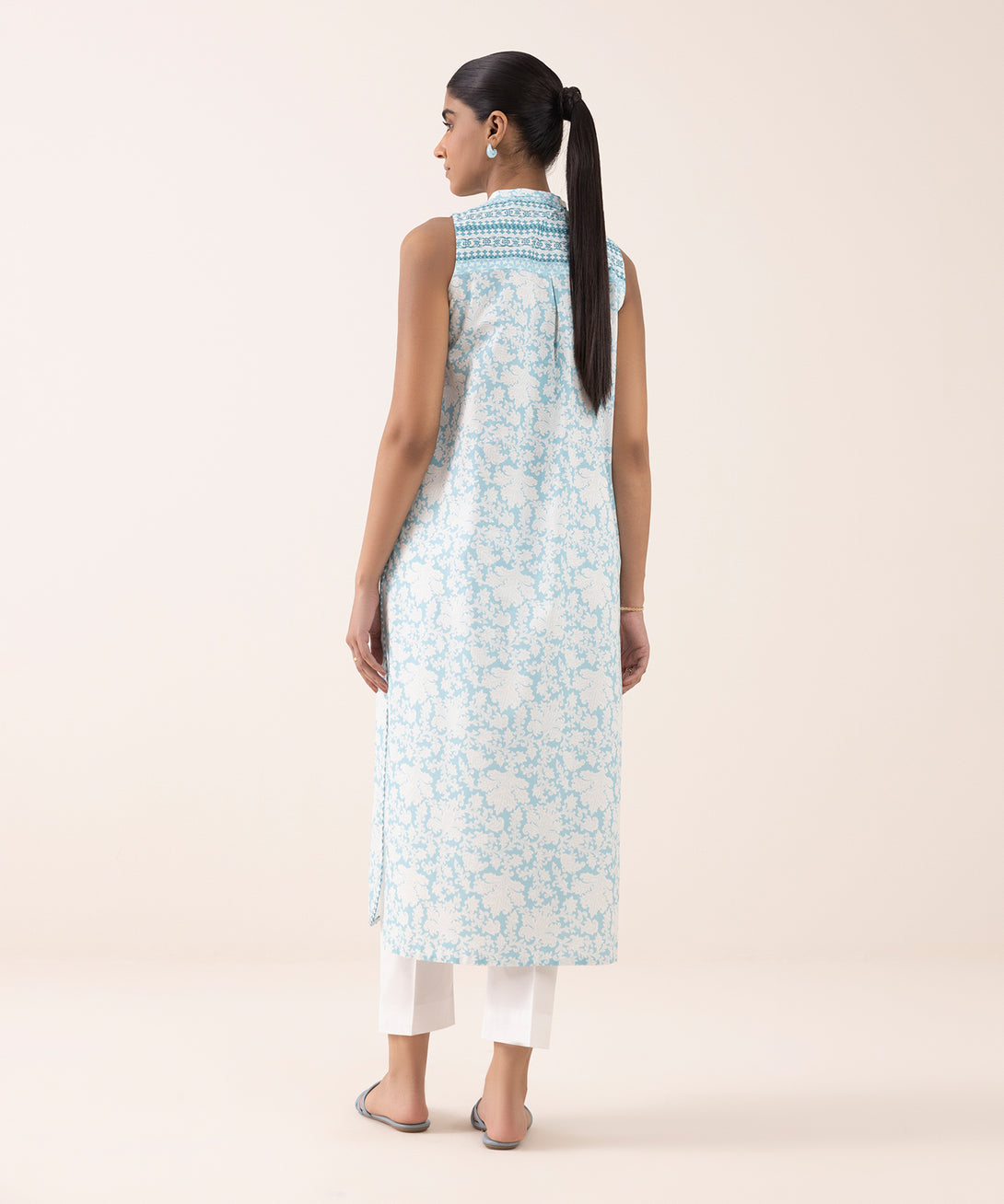 Women's Unstitched Lawn Printed Blue Shirt