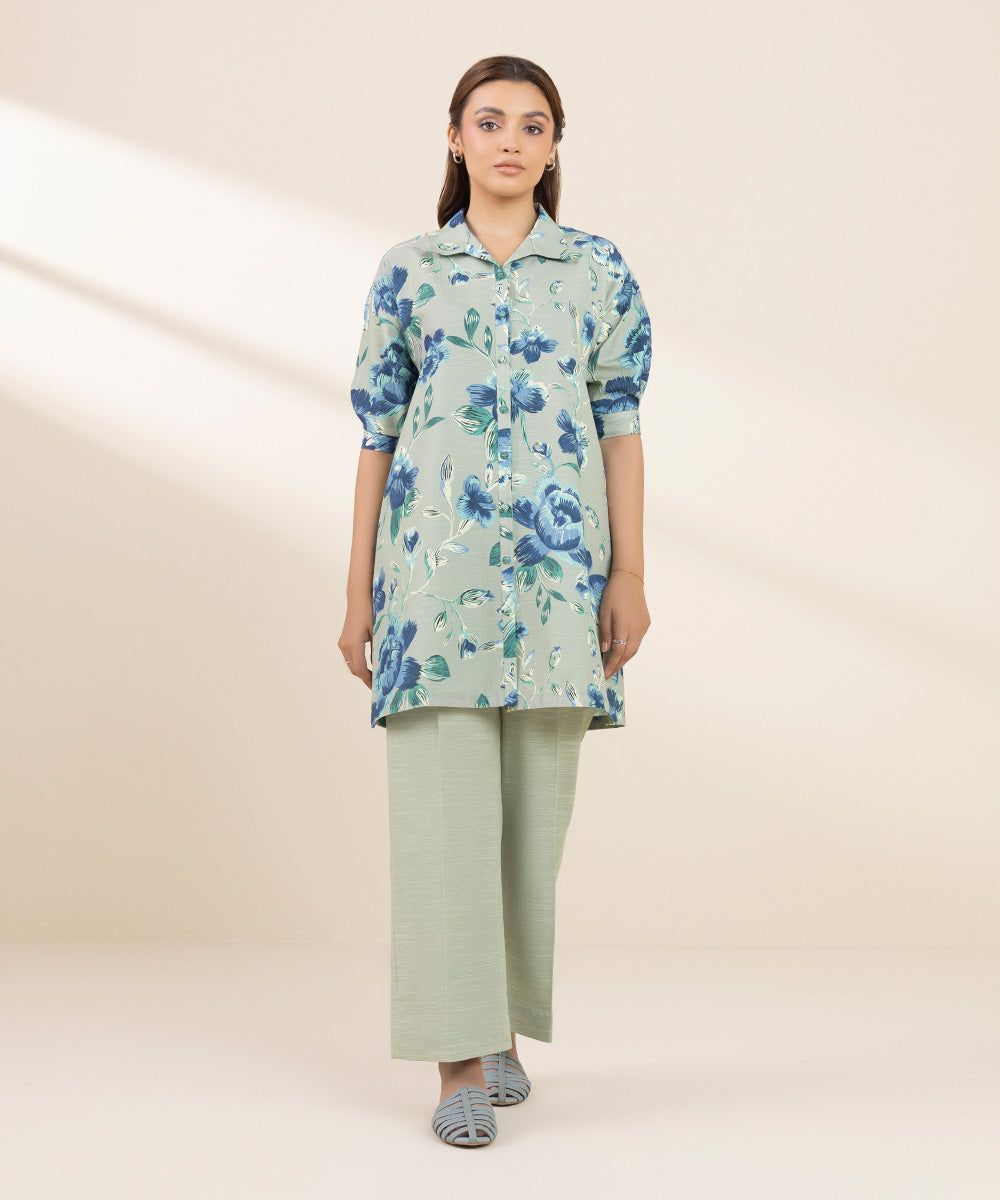 Women's Unstitched Khaddar Printed Grey Shirt