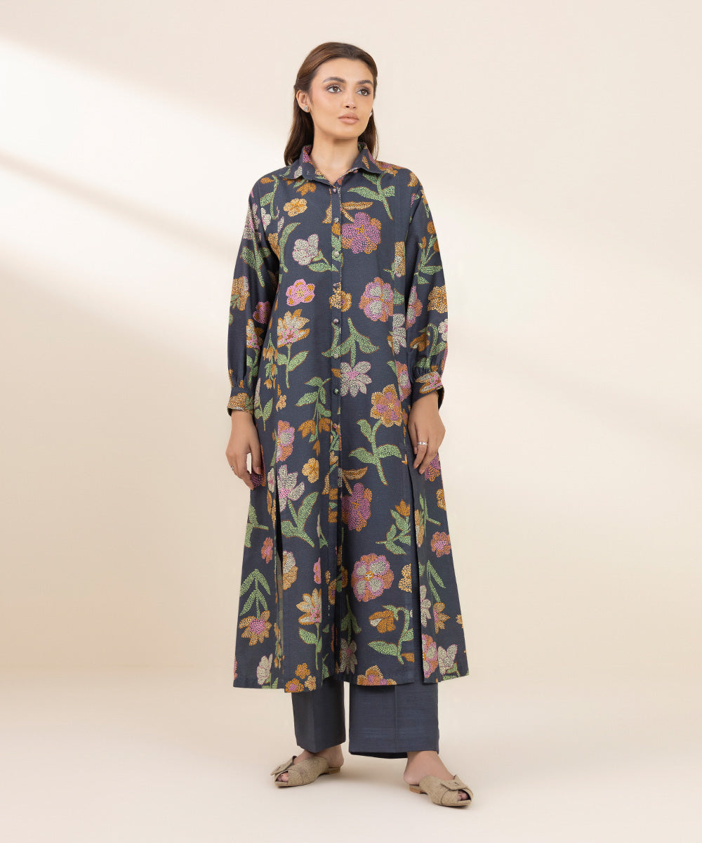 Women's Unstitched Khaddar Printed Multi Shirt