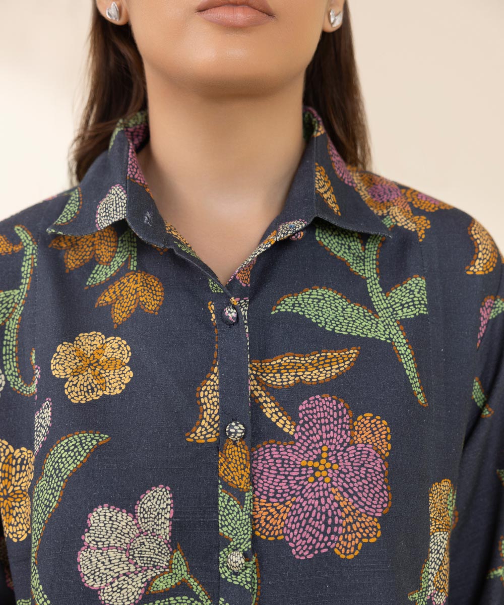 Women's Unstitched Khaddar Printed Multi Shirt