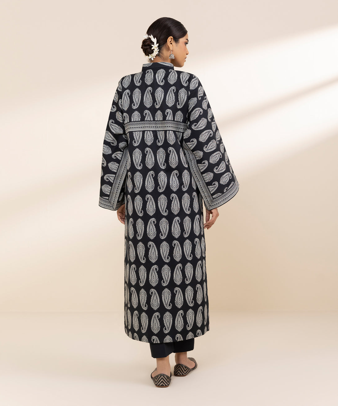 Women's Unstitched Lawn Printed Black Shirt
