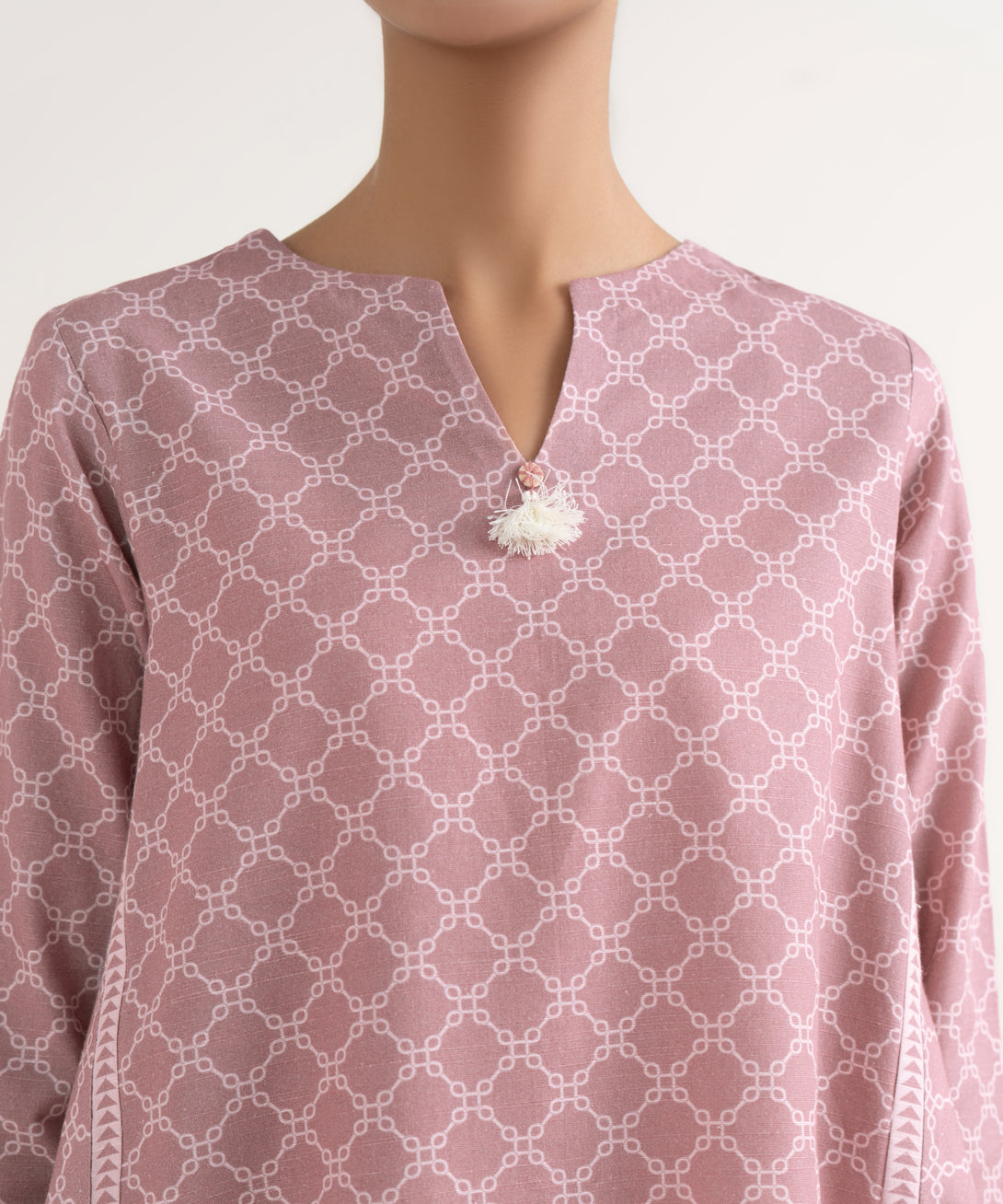 Women's Unstitched Light Khaddar Printed Pink Two Piece Suit