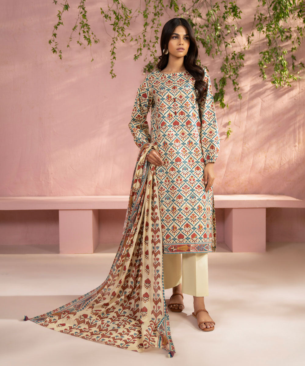 Women's Unstitched Lawn Printed Multi 2 Piece Suit