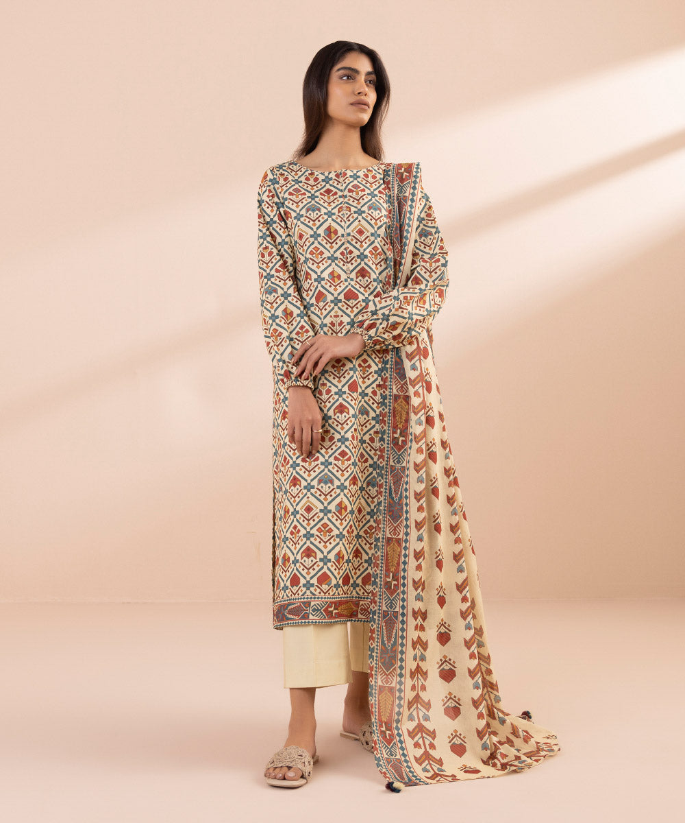 Women's Unstitched Lawn Printed Multi 2 Piece Suit