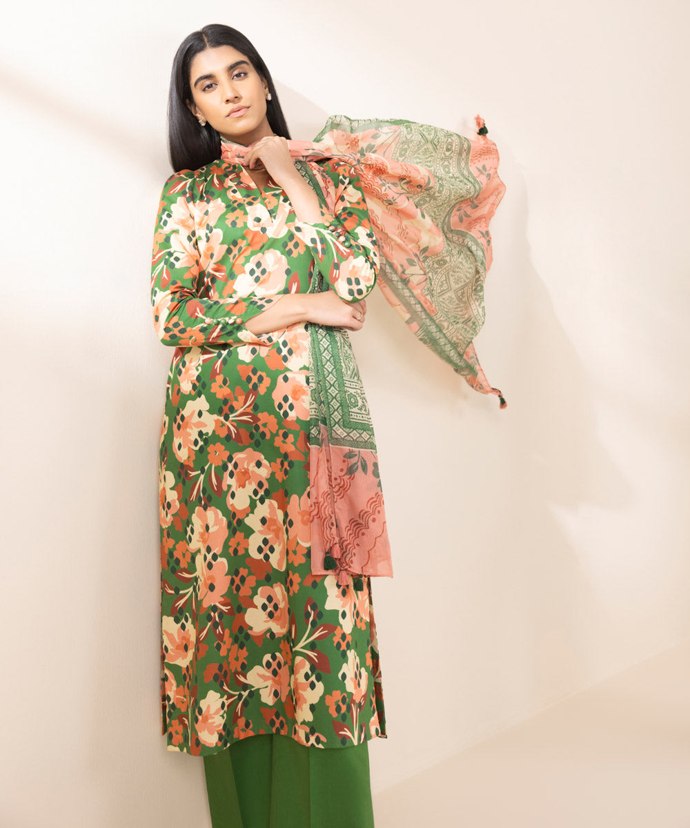 Women's Unstitched Lawn Printed Multi 2 Piece Suit