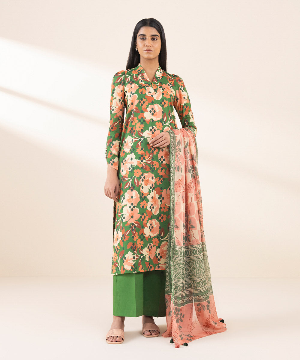 Women's Unstitched Lawn Printed Multi 2 Piece Suit