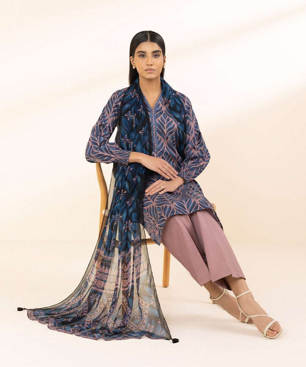 Unstitched Women's Printed Lawn Multi Two Piece Suit 