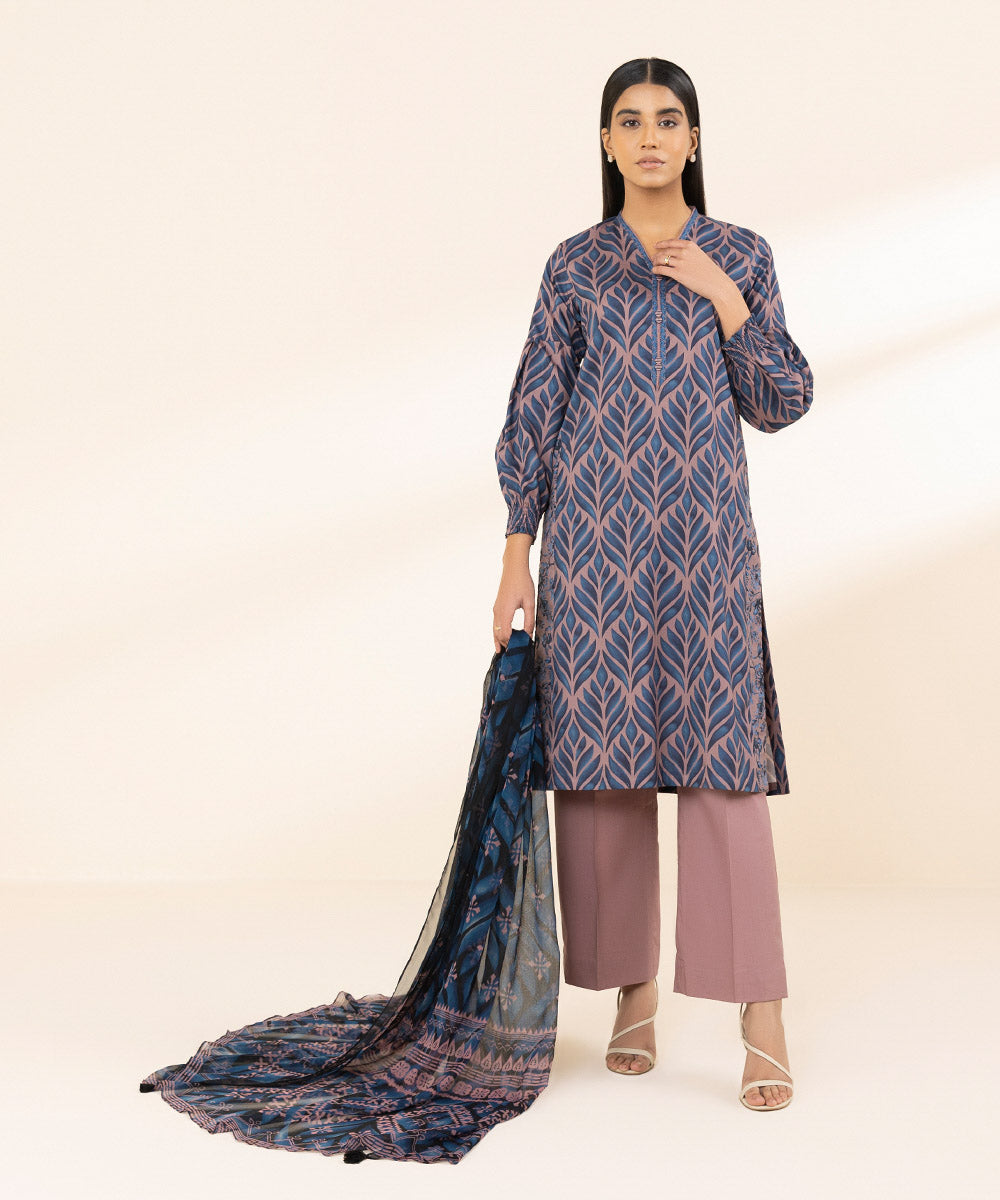 Unstitched Women's Printed Lawn Multi Two Piece Suit 