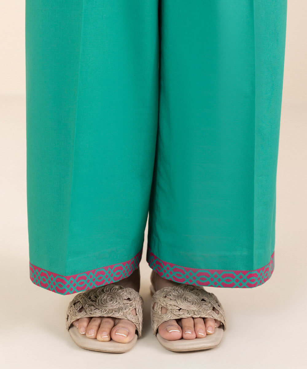 Unstitched Women's Printed Lawn Green Shirt Dupatta