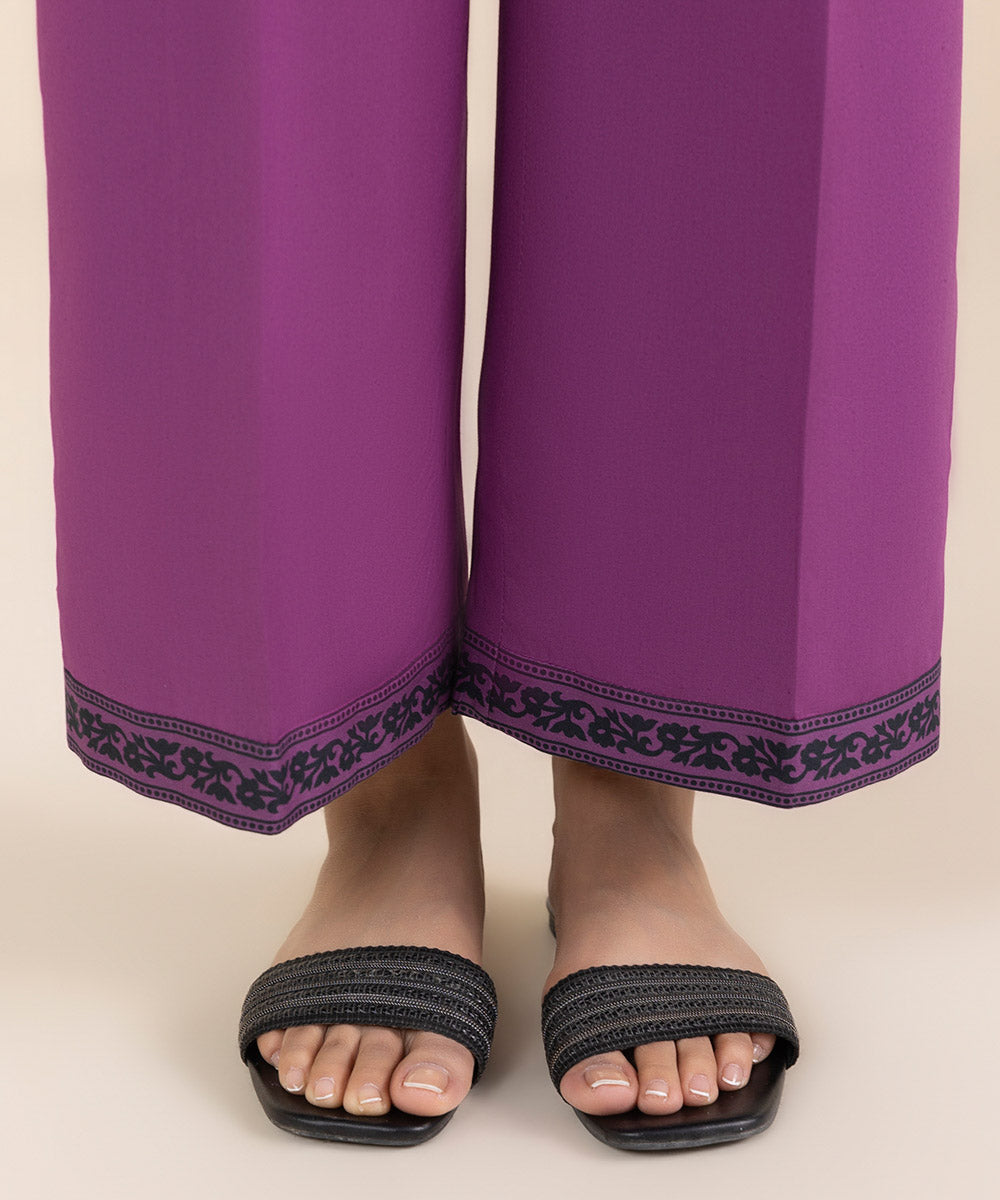 Unstitched Women's Printed Lawn Purple Shirt Dupatta