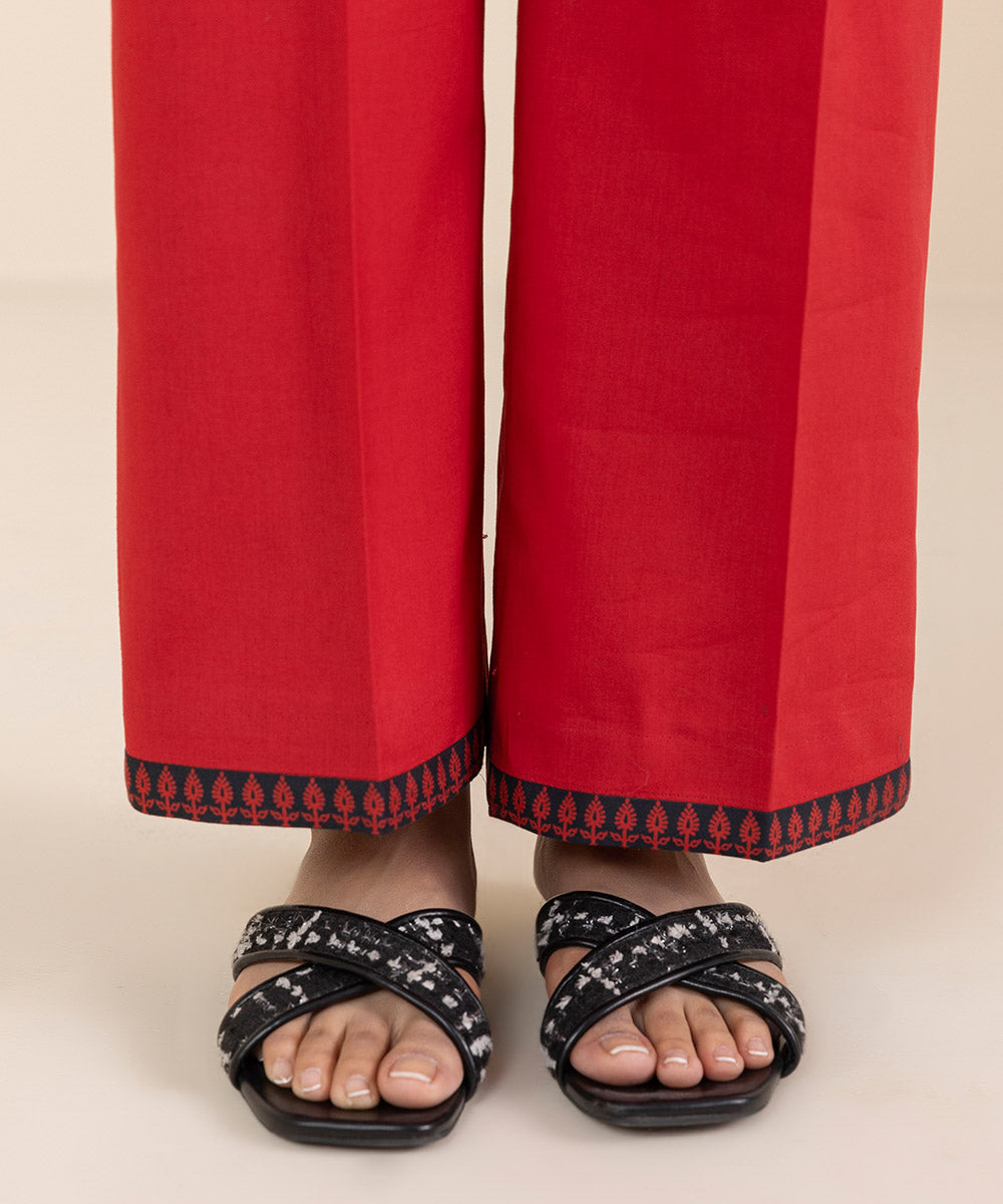Unstitched Women's Printed Lawn Red Shirt Dupatta