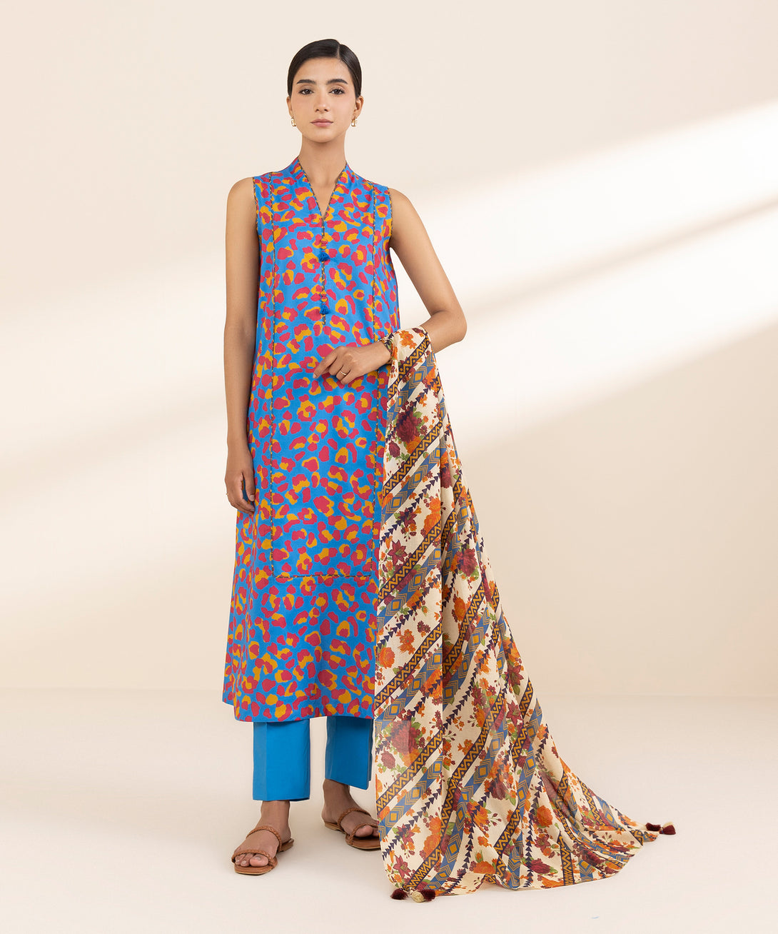 Women's Unstitched Lawn Printed Multi 2 Piece Suit