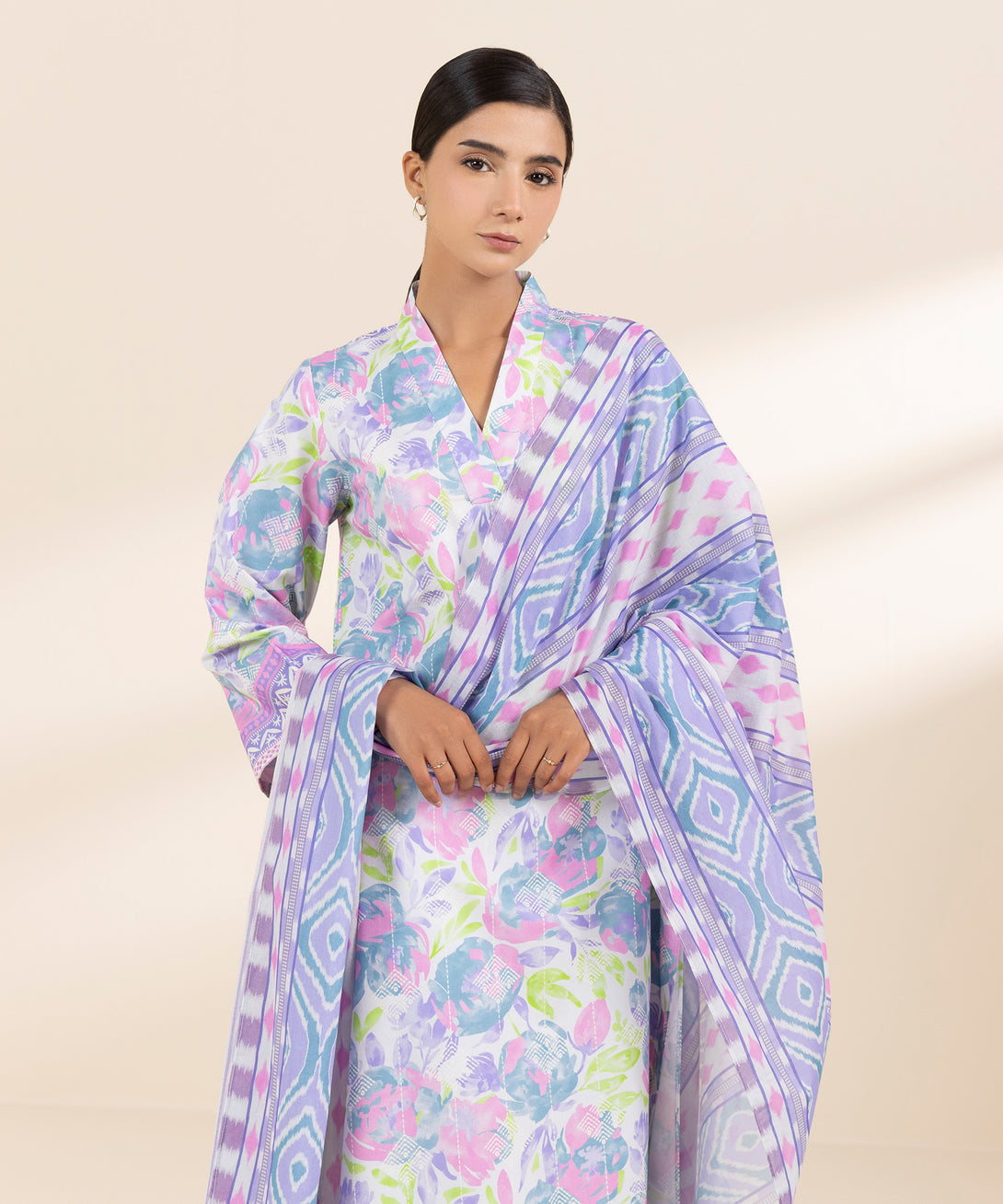 Women's Unstitched Lawn Printed Multi 2 Piece Suit