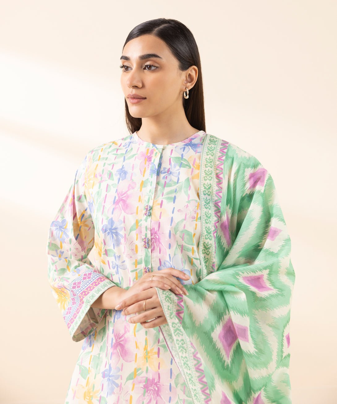 Women's Unstitched Lawn Printed Multi 2 Piece Suit