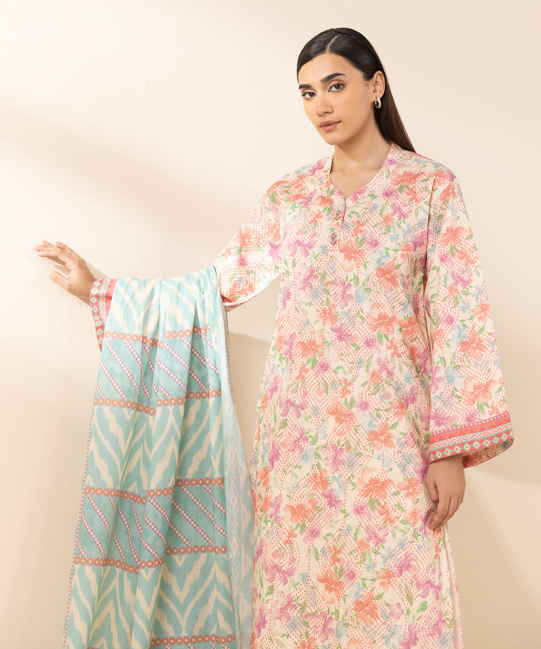 Women's Unstitched Lawn Printed Multi 2 Piece Suit