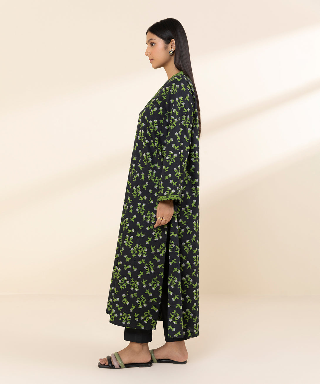 Women's Unstitched Lawn Printed Black 2 Piece Suit