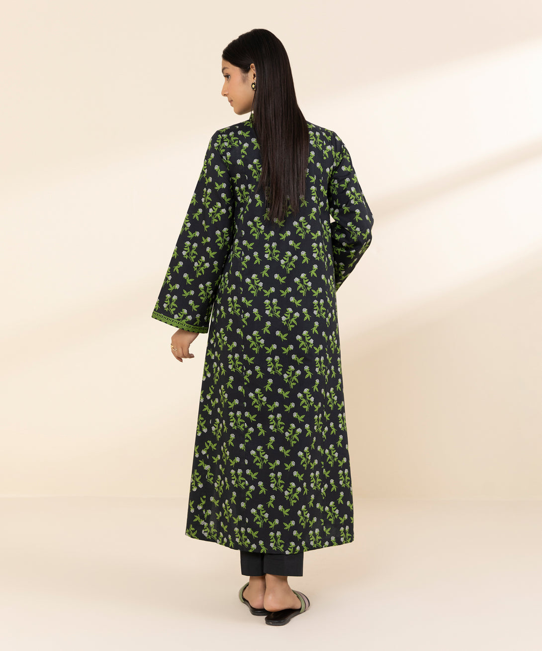 Women's Unstitched Lawn Printed Black 2 Piece Suit