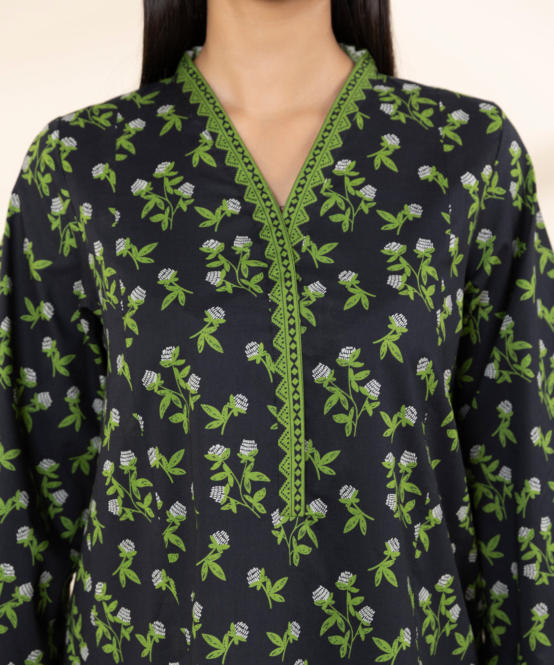 Women's Unstitched Lawn Printed Black 2 Piece Suit