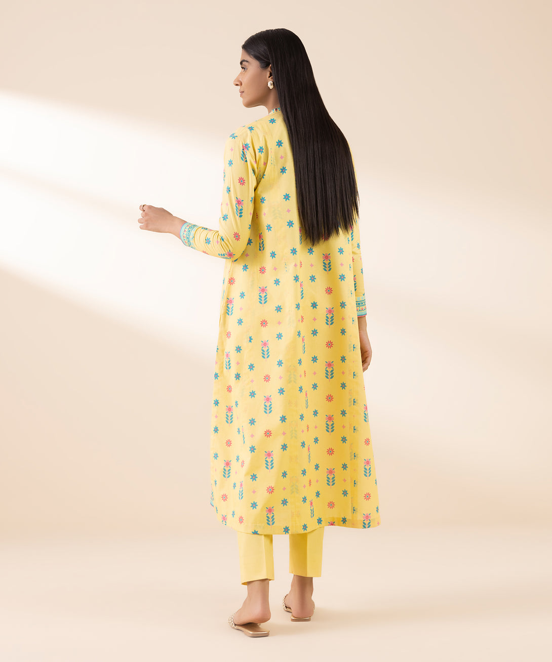 Women's Unstitched Lawn Printed Yellow 2 Piece Suit