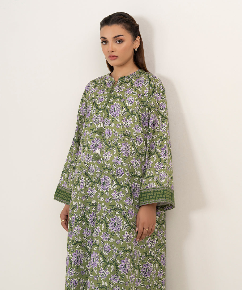 Women's Unstitched Lawn Printed Green 2 Piece Suit